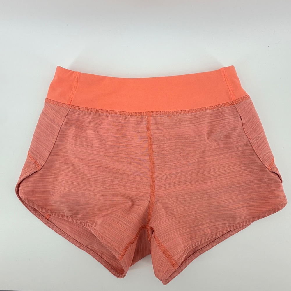 Athleta Girl Run The World 3" Shorts Coral Orange‎ Space Dye Size S 7 Activewear